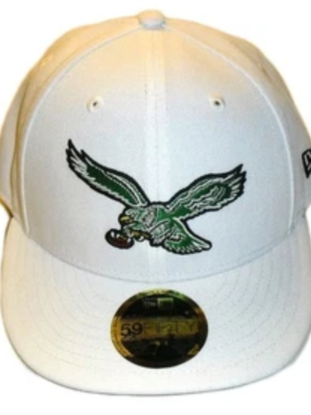 Philadelphia Eagles New Era 59 Fifty Mens White Color Fitted hat sz. 7 1/2 New